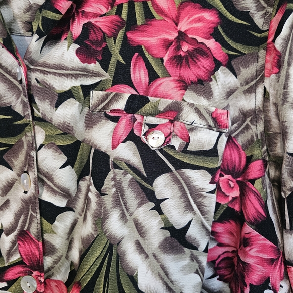 Hawaiian Casual Button Down Shirt - Pink Floral - Picture 2 of 5